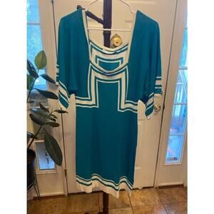Women's Trina Turk Blue and White Dress - Size M